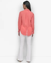 Dkny Jeans Women's Roll-Tab-Sleeve Button-Front Shirt