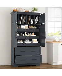 Streamdale Furniture Farmhouse 40"x18"x72.6" Kitchen Pantry, 4 Doors