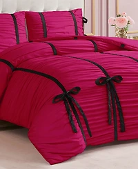 Juicy Couture Amelie Velvet Bows Ruched 3-Pc. Comforter Set