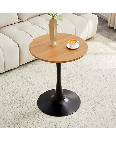 Streamdale Furniture Round Dining Table, 23.6" Tulip Table with Thickened Tabletop & Metal Pedestal