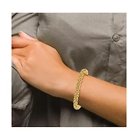 Curata Jewelry Solid 18k Yellow Gold Italian 7.5" 7.5mm Wide Woven Byzantine Bracelet