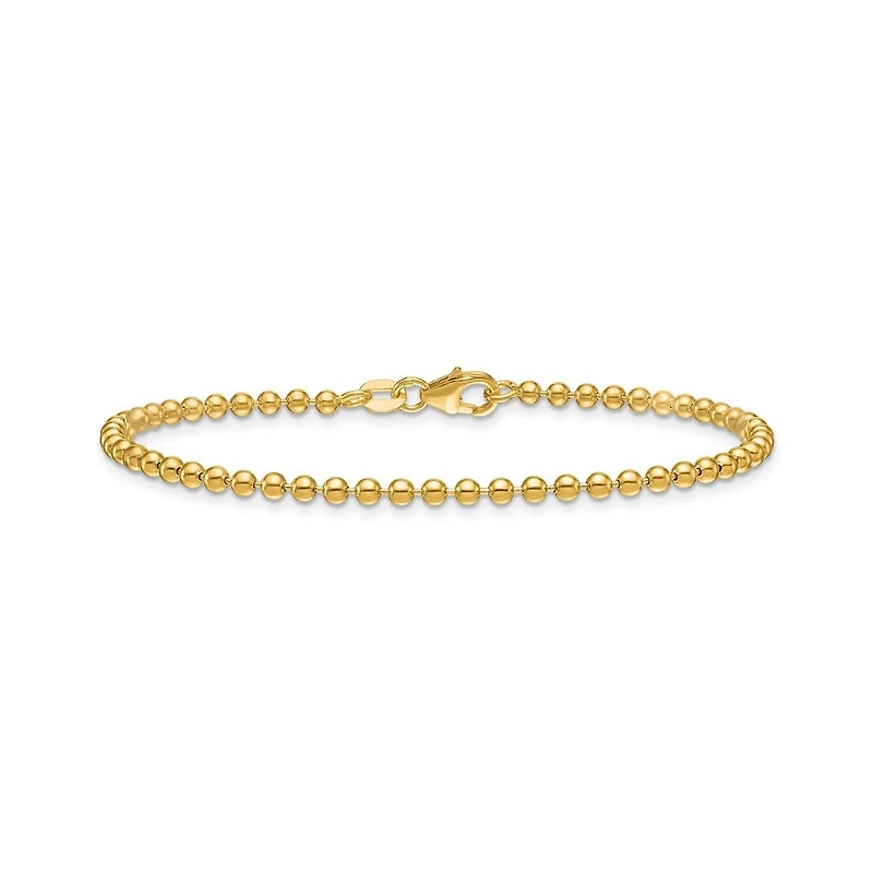 Curata Jewelry Solid 18k Yellow Gold Italian 7.25 Inch 2.5mm Bead Chain Bracelet Link Bracelet