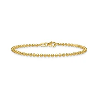 Curata Jewelry Solid 18k Yellow Gold Italian 7.25 Inch 2.5mm Bead Chain Bracelet Link Bracelet