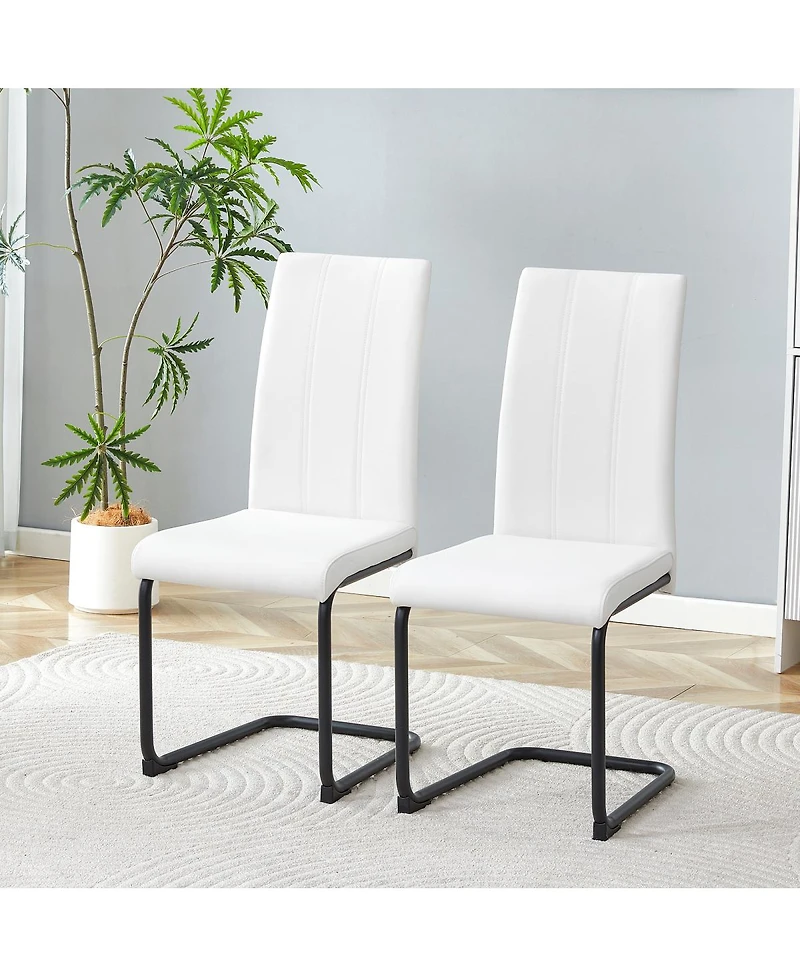Streamdale 4-Pack Pu Upholstered Dining Chairs with High-Back Seating