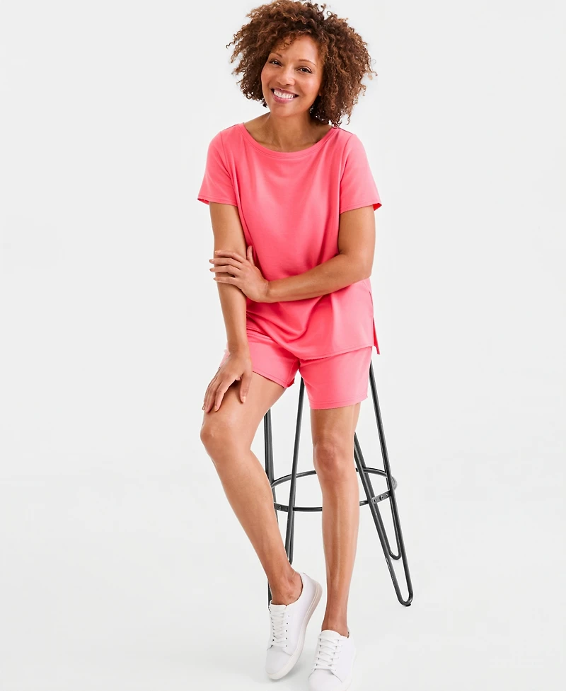 Style & Co Petite Short-Sleeve Boat Neck Top, Macy's Exclusive