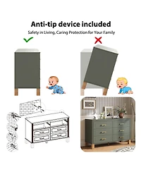 Streamdale 6-Drawer Dresser with Metal Handles & Solid Wood Legs