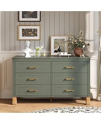 Streamdale 6-Drawer Dresser with Metal Handles & Solid Wood Legs