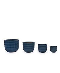 Streamdale Furniture Handmade Ceramic Planter Set of 4, Indoor/Outdoor Flower Pots