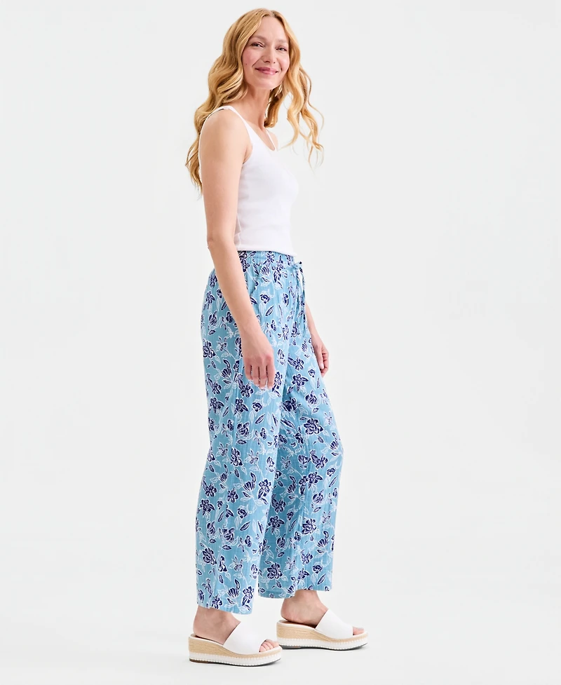 Style & Co Women's Printed Cotton Gauze Pull On Pants, Macy's Exclusive
