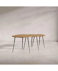 Jofran Reeves Abstract Contemporary Solid Acacia Wood Nesting End Tables (Set of 3