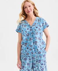 Style & Co Women's Cotton Gauze V-Neck Short-Sleeve Top, Exclusively at Macy's