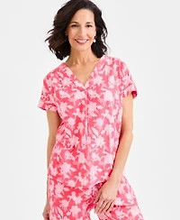 Style Co Womens Cotton Gauze V Neck Short Sleeve Top Exclusively At Macys