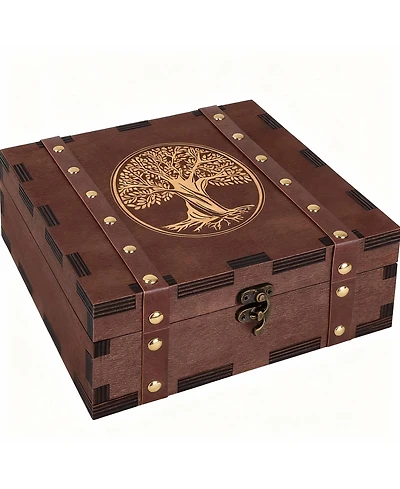 Yigii Wooden Keepsake Box with Vintage Design for Memories