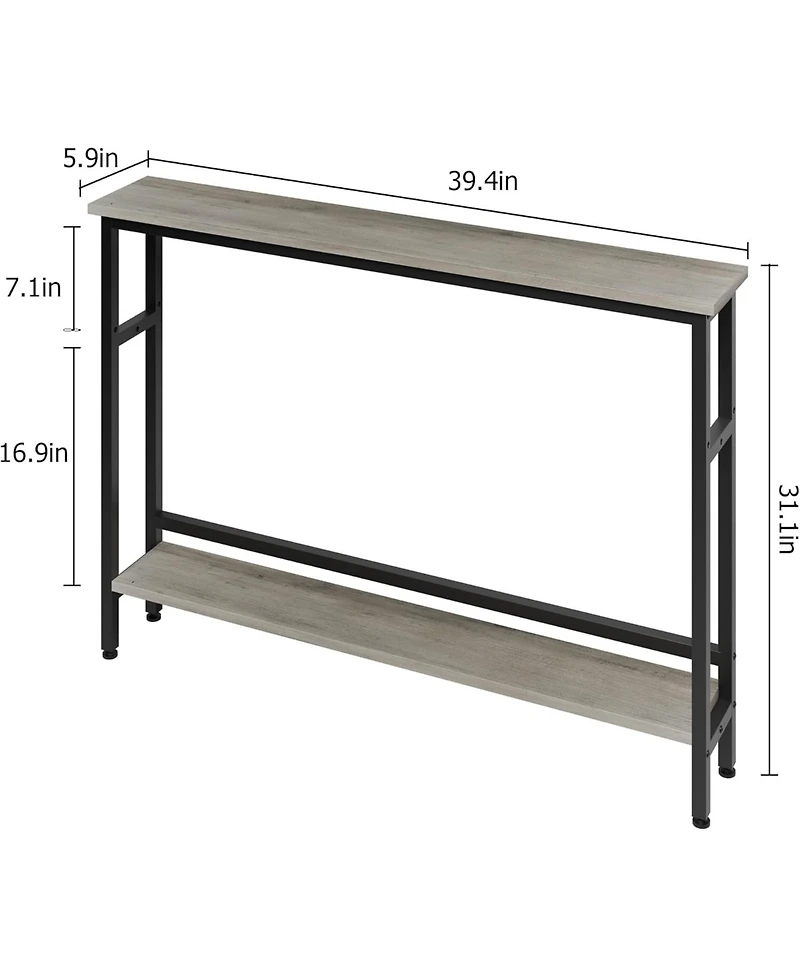 gaomon Sofa Table, 2 Tier Skinny Console Table with Adjustable Shelf, Slim Behind Couch Table for Living Room