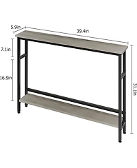 gaomon Sofa Table, 2 Tier Skinny Console Table with Adjustable Shelf, Slim Behind Couch Table for Living Room