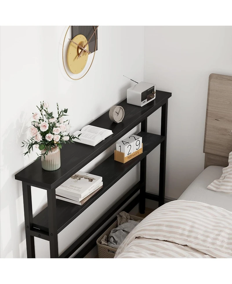 gaomon Sofa Table, 2 Tier Skinny Console Table with Adjustable Shelf, Slim Behind Couch for Living Room