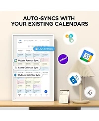 Mezed 21.5 Inch Smart Digital Calendar and Photo Frame Hd Touch Screen Wall Mountable Family Organizer with Meal Planner Duty Chart and Weather.