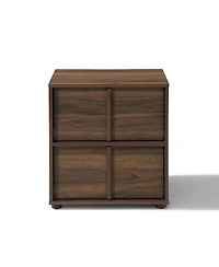 LuxenHome Walnut Nightstand And End Table with Two-Drawer Storage in Durable Manufactured Wood