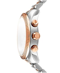 Dkny Men's Chronograph Green Dial Two-Tone Rose Gold Stainless Steel Bracelet Watch, 42mm