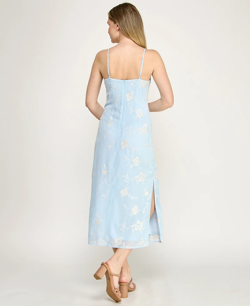 Beauty & Grace Juniors' Embroidered Midi Dress