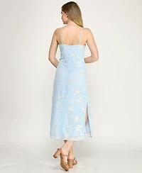Beauty & Grace Juniors' Embroidered Midi Dress