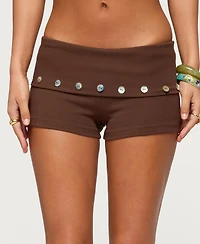 Edikted Women's Masha Iridescent Button Foldover Shorts