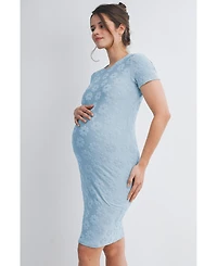 Hello Miz Maternity Floral Bodycon Short Sleeve Dress