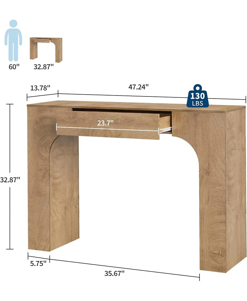 gaomon Table with Drawer, Wooden Rectangular Sofa Table Behind The Couch, Industrial Farmhouse Entryway Foyer Hallway Tables