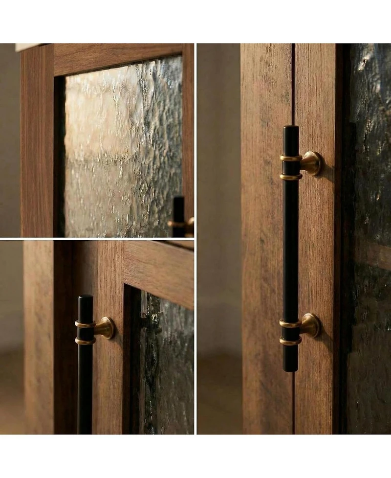 gaomon Buffet Sideboard Cabinet, Wood Storage with 2 Glass Doors & 3 Drawers, Coffee Bar and Tv Stand for Living Room