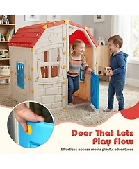 Mecale Kids Indoor/Outdoor Playhouse with Opening Windows and Door, Pretend Play House