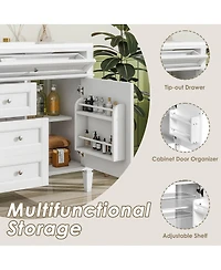 Sillysis 36" Modern Bathroom Vanity with Sink, Solid Wood Cabinet, Soft Close Drawers & Tip-Out Storage