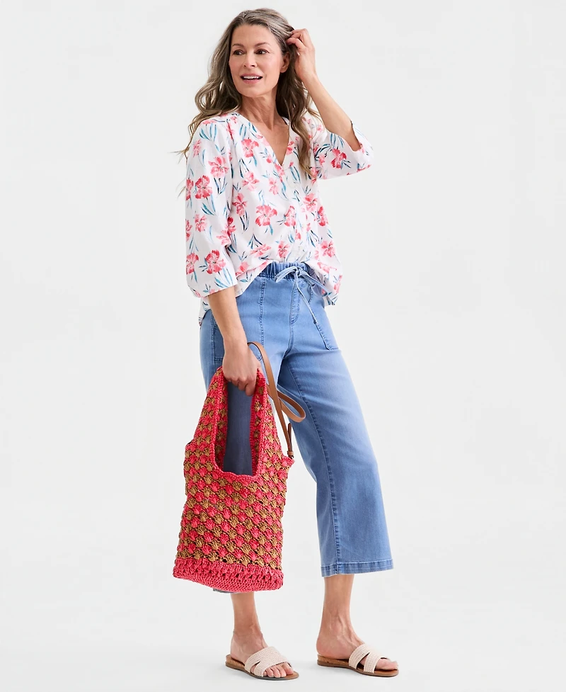 Style & Co Petite Printed V-Neck Top, Macy's Exclusive