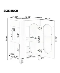 Sillysis 20" Bathroom Vanity with Ceramic Sink, Mdf Storage Cabinet, Adjustable Shelf and Toilet Paper Holder for Small Bathrooms