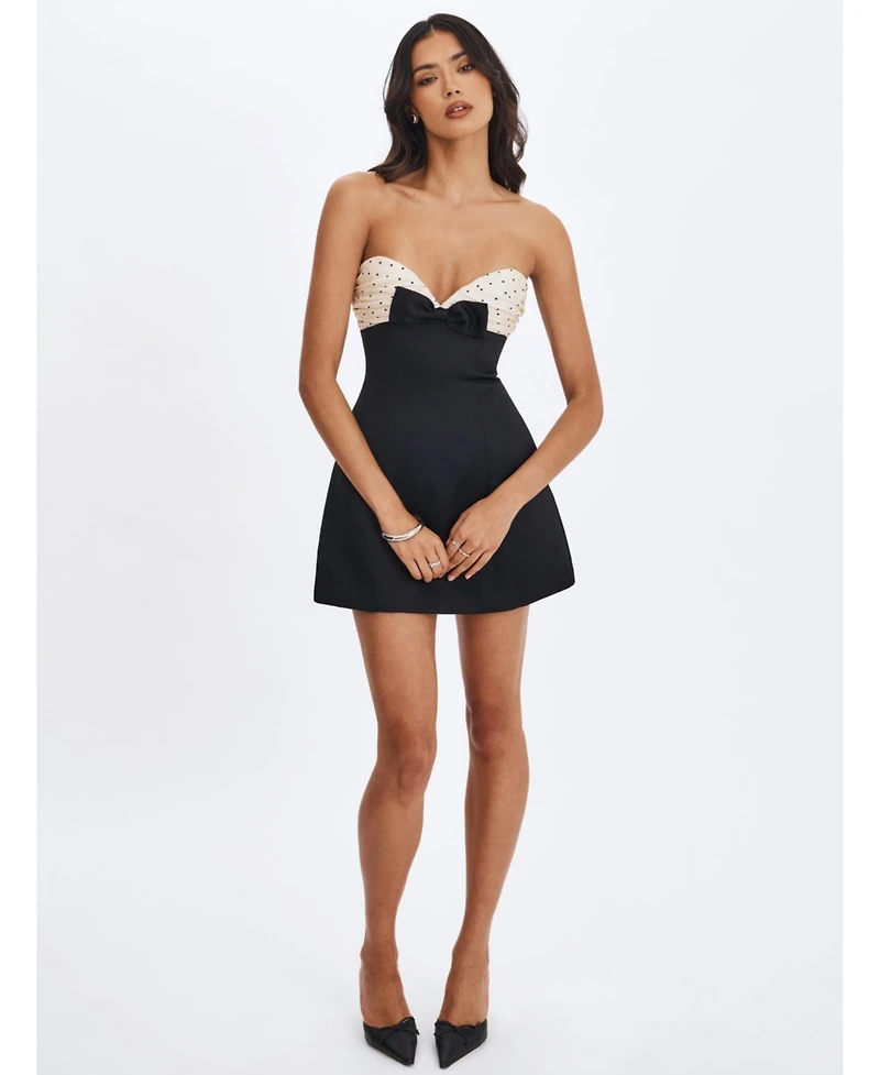 Miss Circle Women's Polka Dot Sweetheart Mini Dress