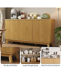 gaomon 58” Wood Modern-Farmhouse 4 Door Adjustable Shelf Sideboard Furniture