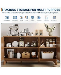 gaomon 58” Wood Modern-Farmhouse 4 Door Adjustable Shelf Sideboard Furniture