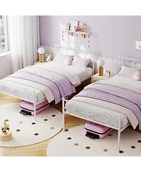 gaomon Bed Frames for Kids, Metal Frame with Headboard & Footboard, Platform Frame, Heavy Duty Slats Support, No Box Spring