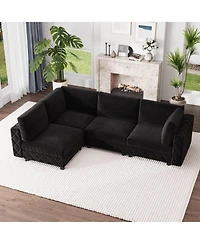 gaomon Modular Sectional Sofa, 4 Seat High Density Sponges Cloud Couch L Shaped Sofa, Velvet Couch with Upholstered for Living Room