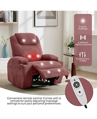 gaomon massage rocker recliner chair with heat and vibration, ergonomic rocking lounge chair for living room with dual cup holders