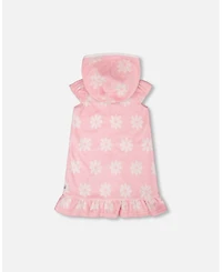 Deux par Deux Girl Terry Cloth Beach Hoodie Dress Printed Flowers - Child