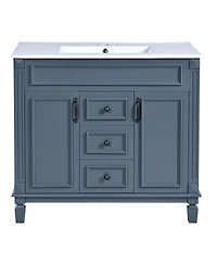 Sillysis 36" Modern Bathroom Vanity with Sink, Solid Wood Cabinet, Soft Close Doors and Drawers