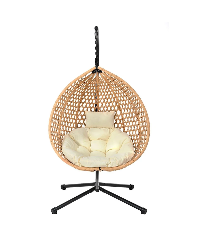 Streamdale Furniture Sturdy Hammock Chair with Stand, Durable Hanging Egg Chair with Rattan Weaving
