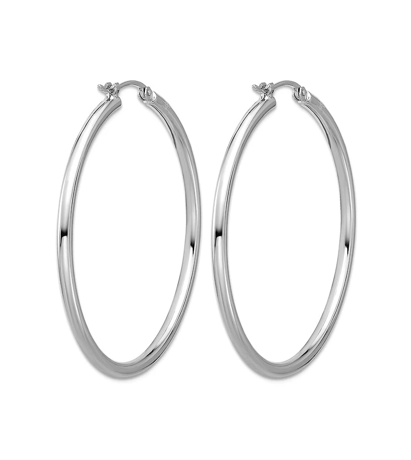 Curata Jewelry Solid 950 Platinum Classic Hoop Earrings