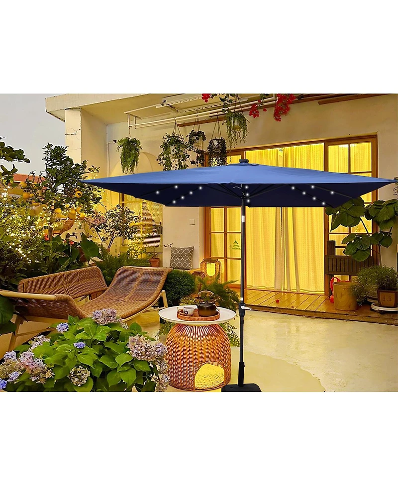 Streamdale Furniture Square Solar Led Patio Umbrella with Crank & Base