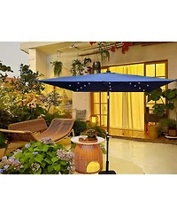 Streamdale Furniture Square Solar Led Patio Umbrella with Crank & Base