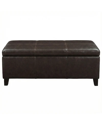 Streamdale Furniture 50.25" Wide Distressed Faux Leather Storage Ottoman Bench