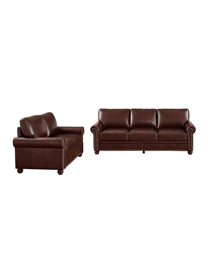 Streamdale Furniture Living Room Sofa with Storage Sofa 2+3 Sectional Burgundy Faux Leather