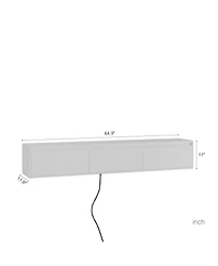 Streamdale Furniture Floating Tv Stand with Led Lights & Power Outlet