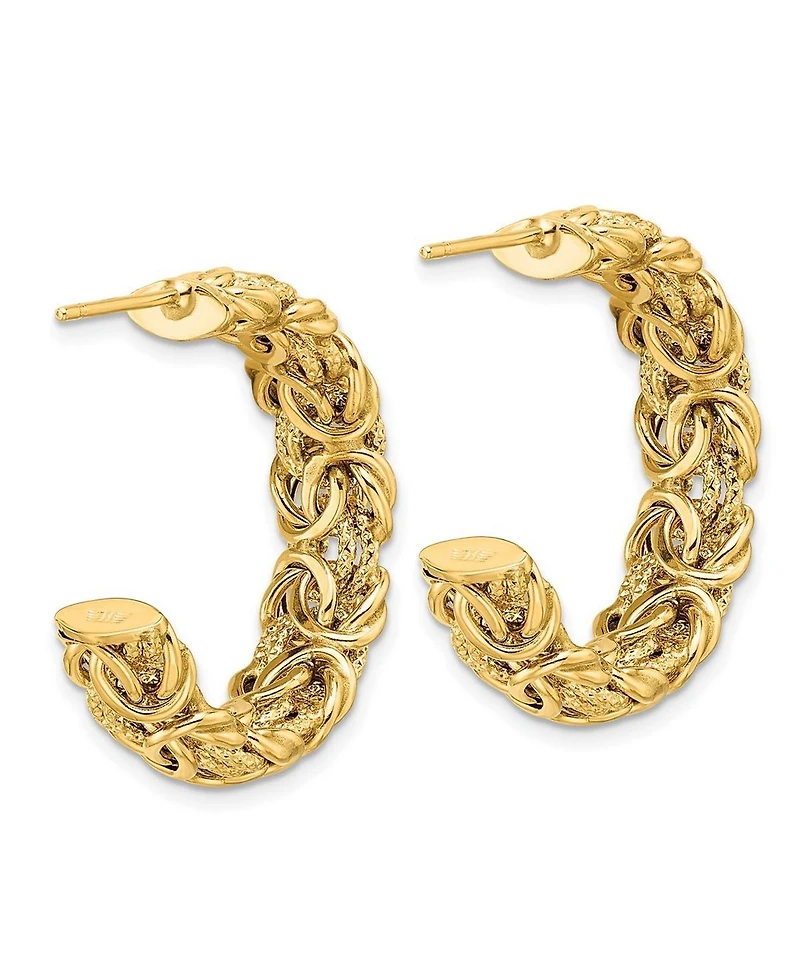 Curata Jewelry Solid 18k Yellow Gold Italian Byzantine Half Hoop Earrings