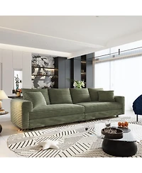 Streamdale Furniture 102" Plush Corduroy 4-Seat Sofa with Movable Ottoman